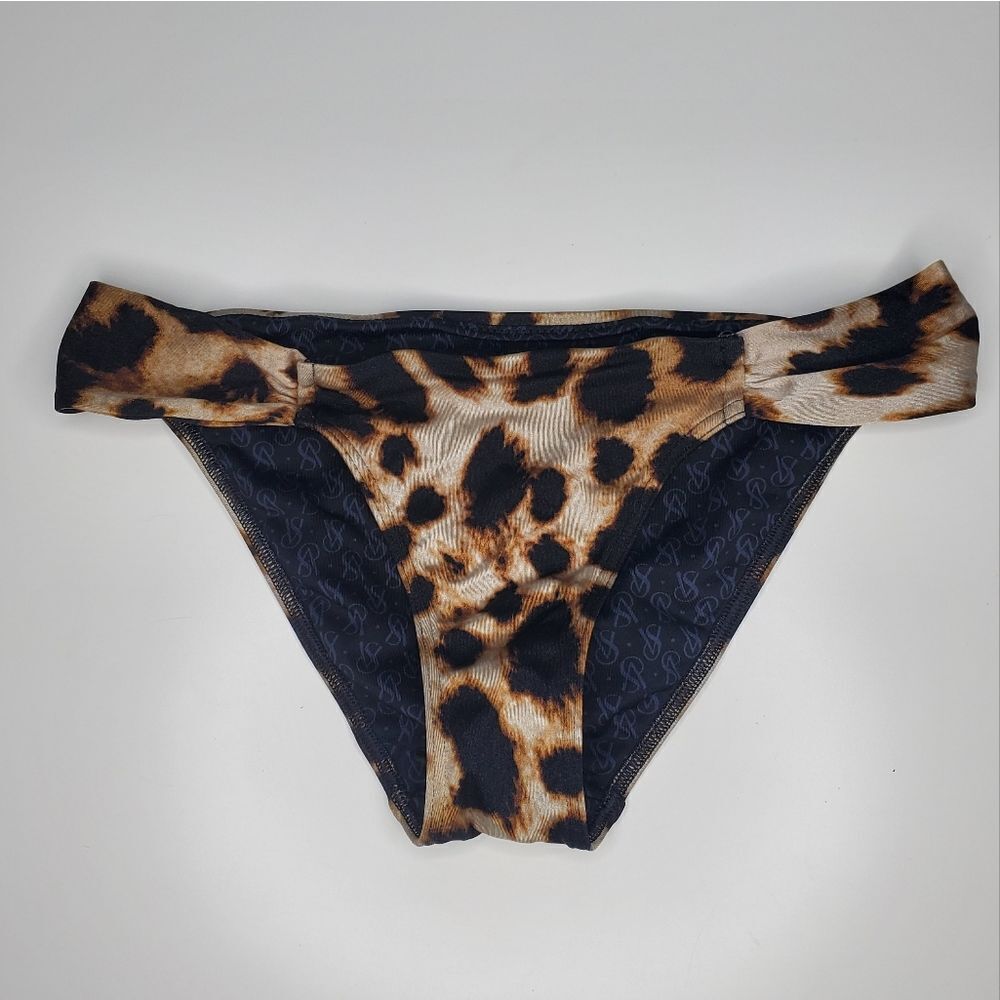 Victoria's Secret XS Knockout Bikini Bottom Animal Leopard Print Black Brown